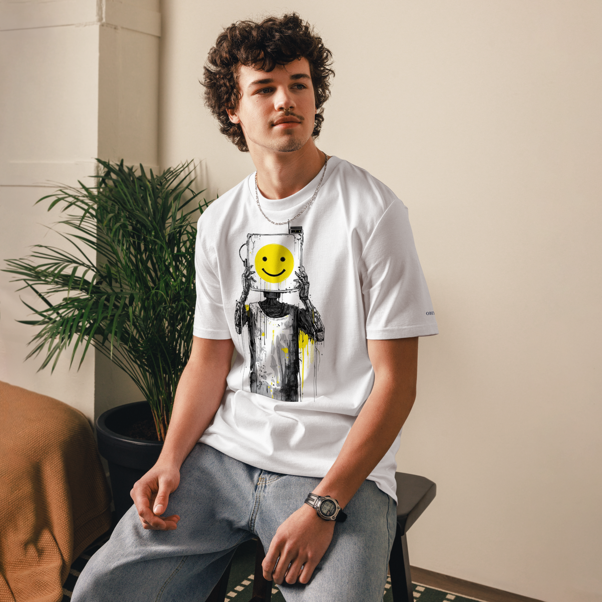 Smiley Screen Organic Cotton Unisex T-Shirt