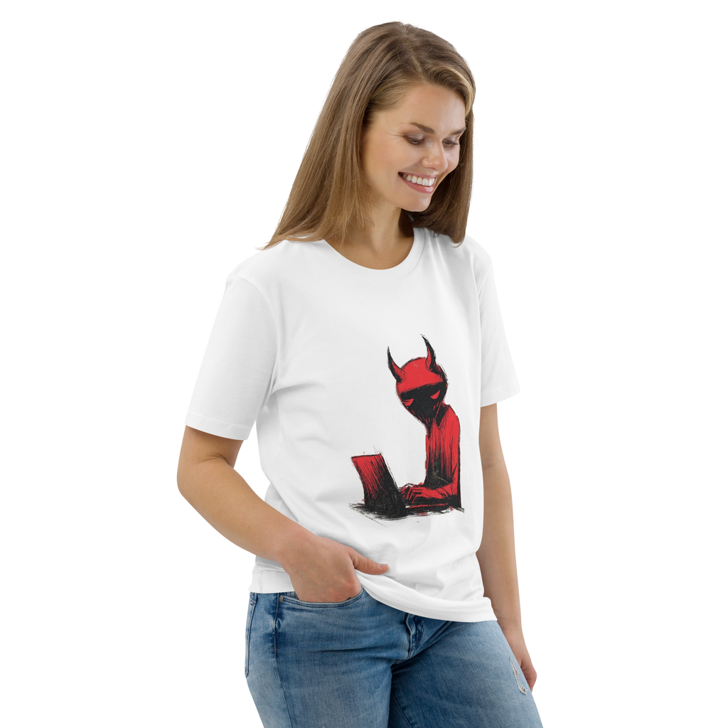 Devil at the Laptop Organic Cotton Unisex T-Shirt